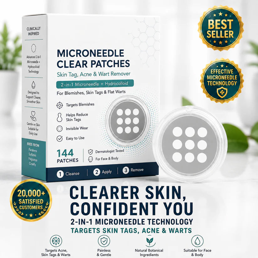 ✨ Microneedle & Hydrocolloid Patch🍀| Removes Raised Moles, Acne, Flat Warts & Skin Tags | Helps Improve Wrinkles, Scars & Blemishes | Invisible Patches for Face & Body