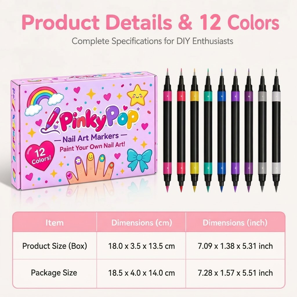 ??12 Shades Dual-Tip Nail Art Marker Kit, Quick-Dry Painting Pens For DIY Nail Designs??