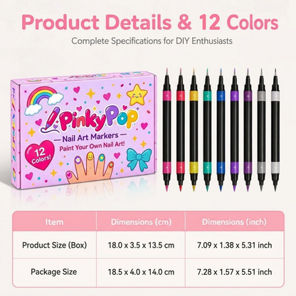 ??12 Shades Dual-Tip Nail Art Marker Kit, Quick-Dry Painting Pens For DIY Nail Designs??