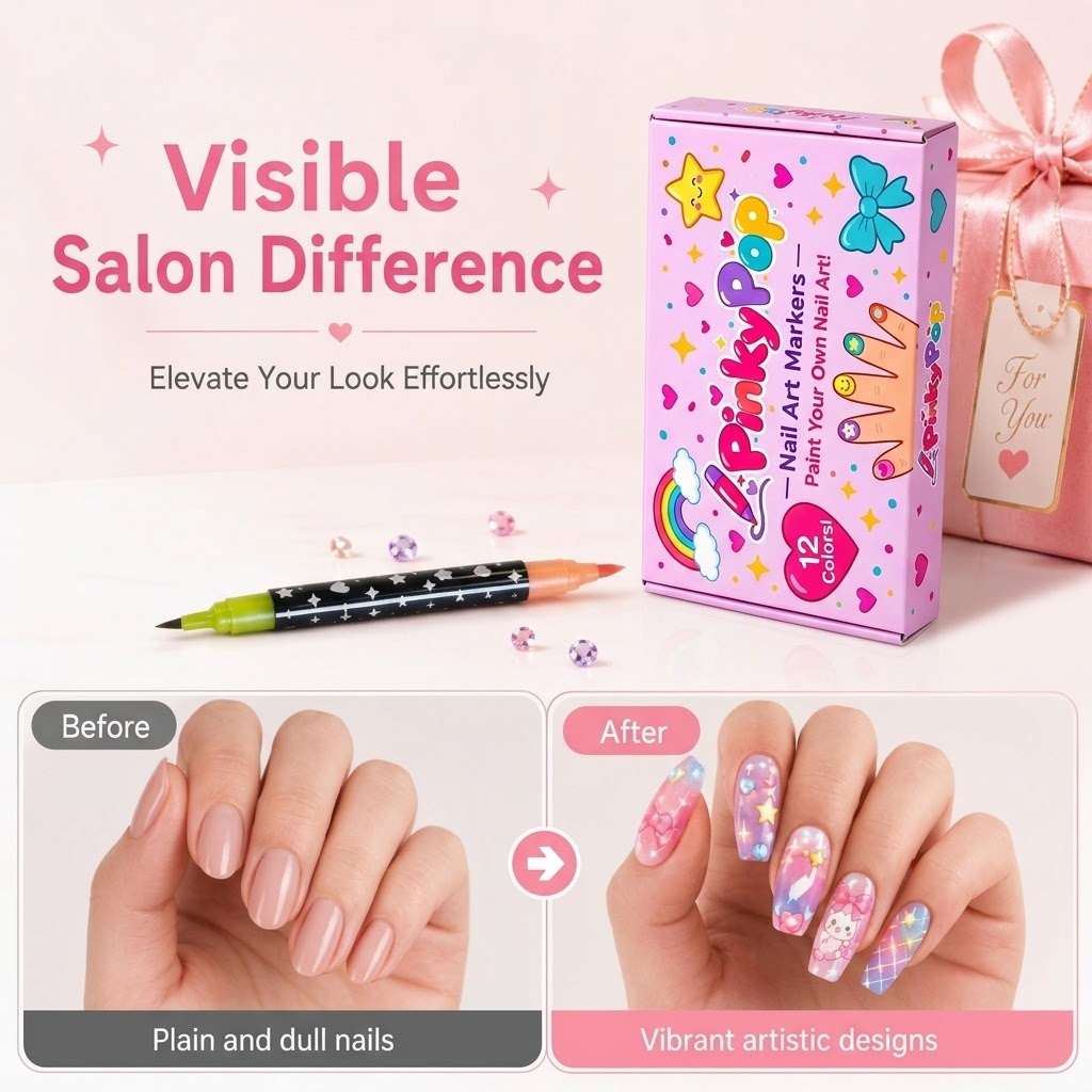 ??12 Shades Dual-Tip Nail Art Marker Kit, Quick-Dry Painting Pens For DIY Nail Designs??