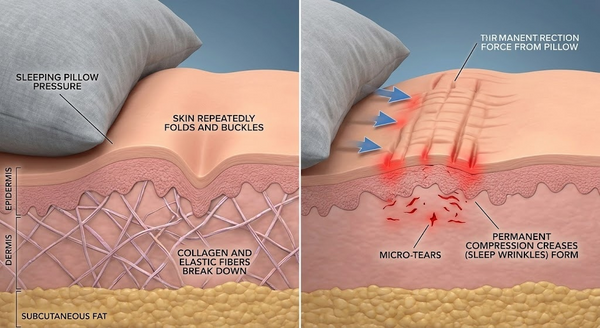 Micro-illustration of sleep creases forming